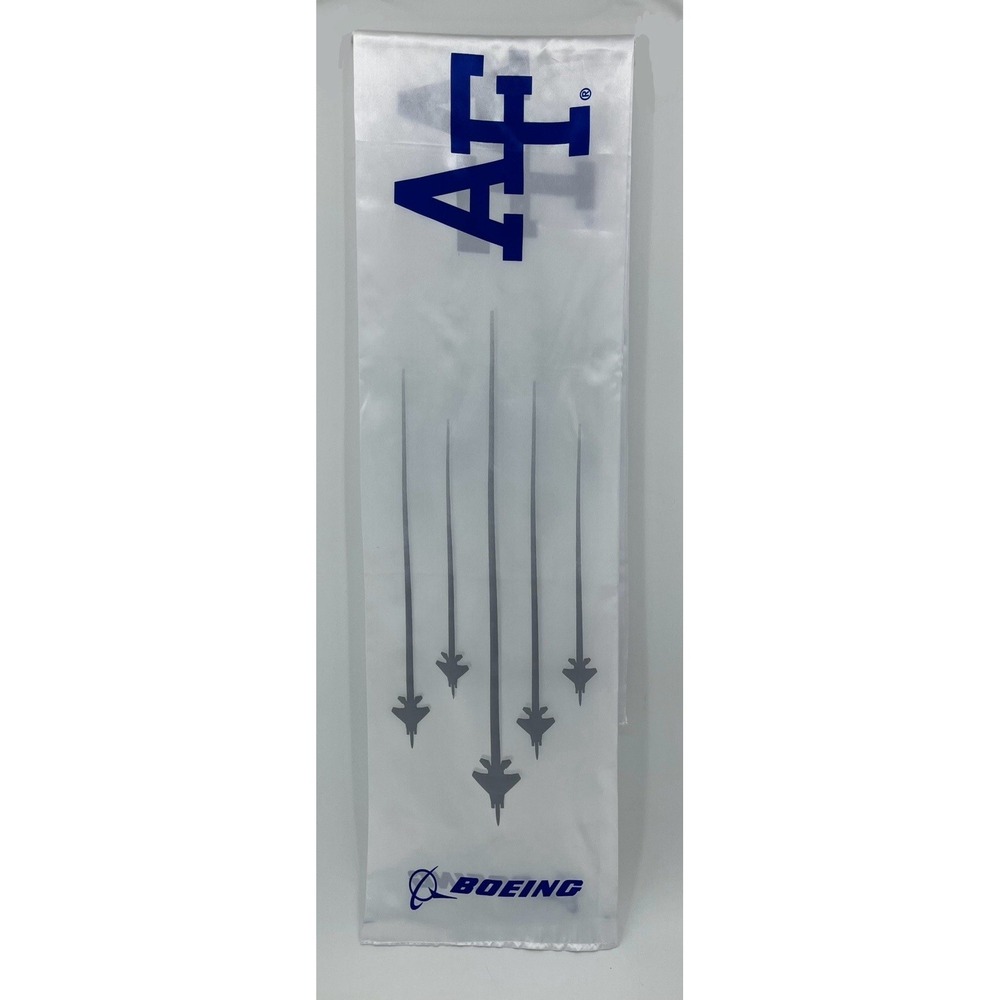 Boeing AF Air‎ Force Scarf Table Runner Jets Formation White Satiny Polyester